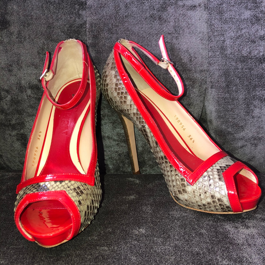 Alexander Mcqueen Python Open Toe Pump Size 36.5